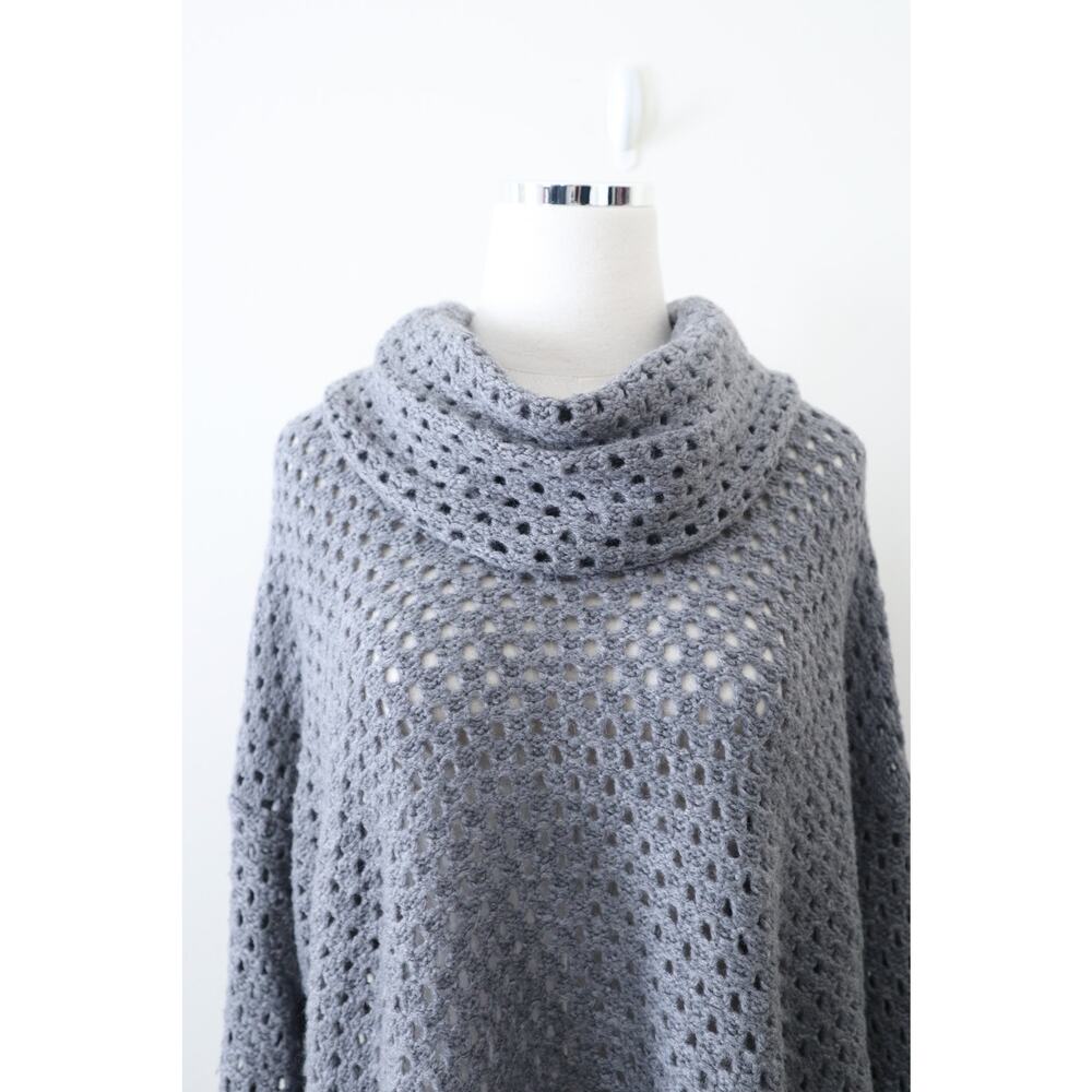 James Perse Size 4 / XL Marina Cowl Neck Sweater Gray Open Knit Wool Blend - Picture 2 of 12